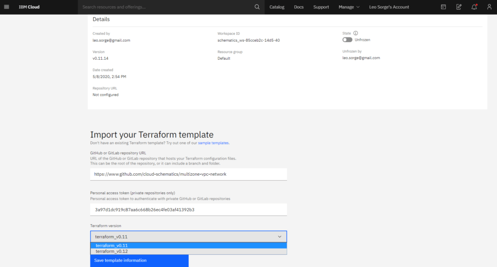 Infrastructure as Code: import Terraform template