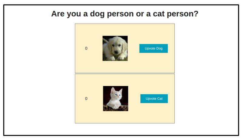 A cat and a dog in a voting app