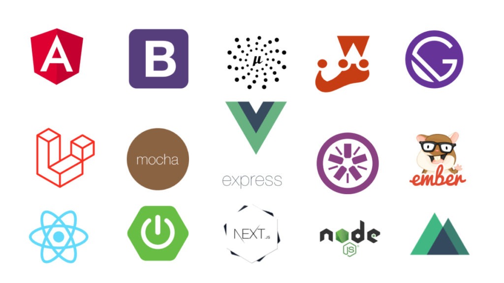Image of several JavaScript framework logos.