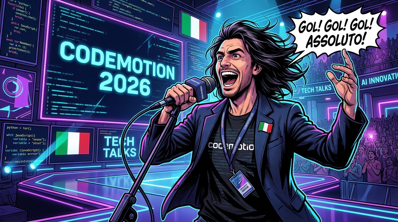 Tutti in piedi per Codemotion: se Lele Adani commentasse gli speaker del 2026